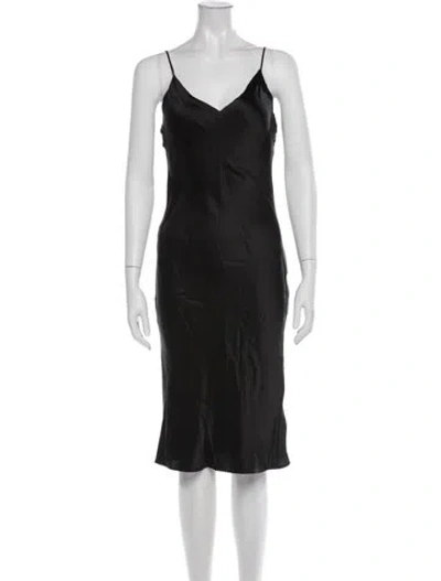 Pre-owned L'agence Silk Midi Length Dress In Black