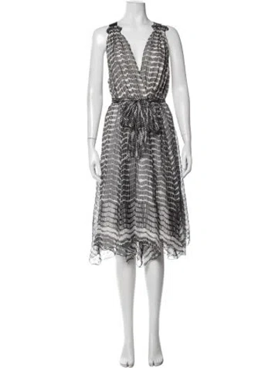 Pre-owned L'agence Silk Midi Length Dress In Black/white