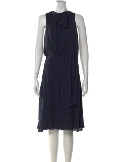 Pre-owned L'agence Silk Midi Length Dress In Blue