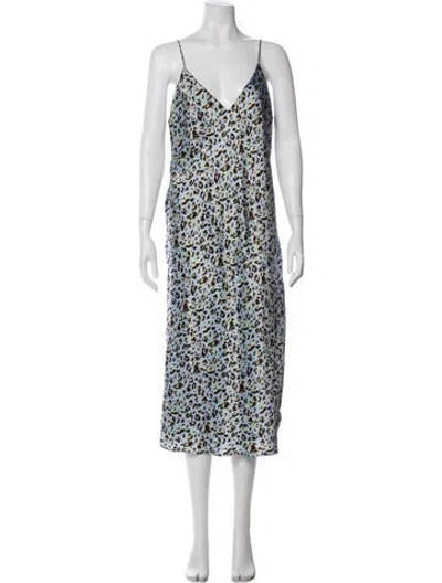 Pre-owned L'agence Silk Midi Length Dress In Blue