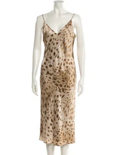 Pre-owned L'agence Silk Midi Length Dress In Brown