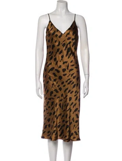 Pre-owned L'agence Silk Midi Length Dress In Brown