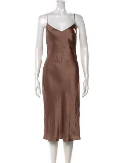 Pre-owned L'agence Silk Midi Length Dress In Brown