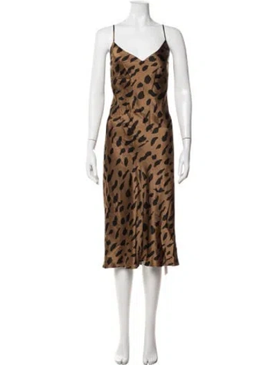Pre-owned L'agence Silk Midi Length Dress In Brown