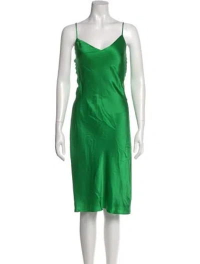 Pre-owned L'agence Silk Midi Length Dress In Green