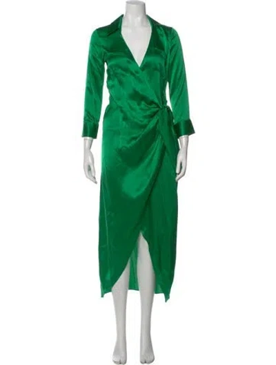 Pre-owned L'agence Silk Midi Length Dress In Green