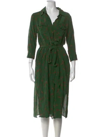 Pre-owned L'agence Silk Midi Length Dress In Green
