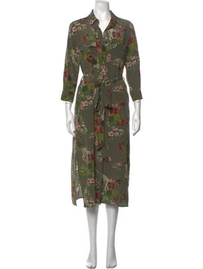 Pre-owned L'agence Silk Midi Length Dress In Green