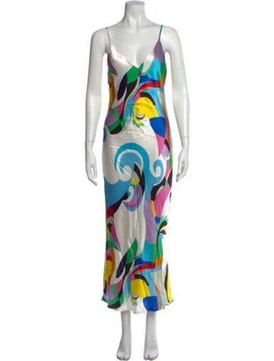 Pre-owned L'agence Silk Midi Length Dress In Multi