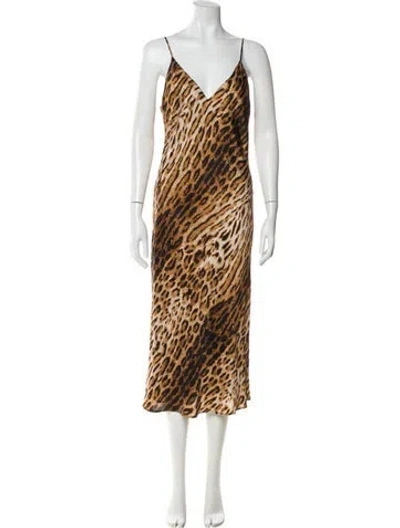Pre-owned L'agence Silk Midi Length Dress In Neutral