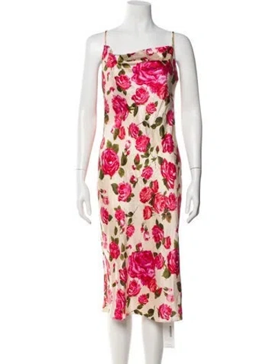 Pre-owned L'agence Silk Midi Length Dress In Neutral