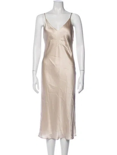Pre-owned L'agence Silk Midi Length Dress In Neutral
