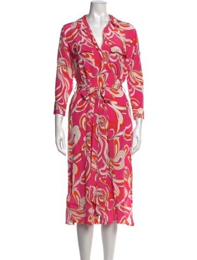 Pre-owned L'agence Silk Midi Length Dress In Pink