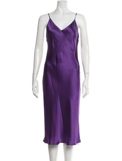 Pre-owned L'agence Silk Midi Length Dress In Purple