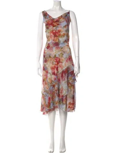 Pre-owned L'agence Silk Midi Length Dress W/ Tags In Multi