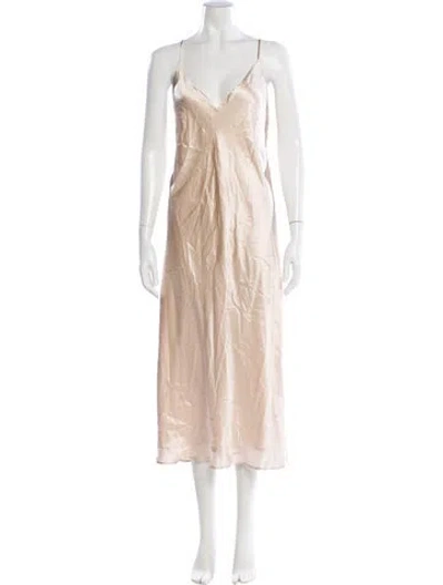 Pre-owned L'agence Silk Midi Length Dress W/ Tags In Neutral