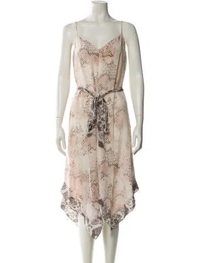 Pre-owned L'agence Silk Midi Length Dress In White