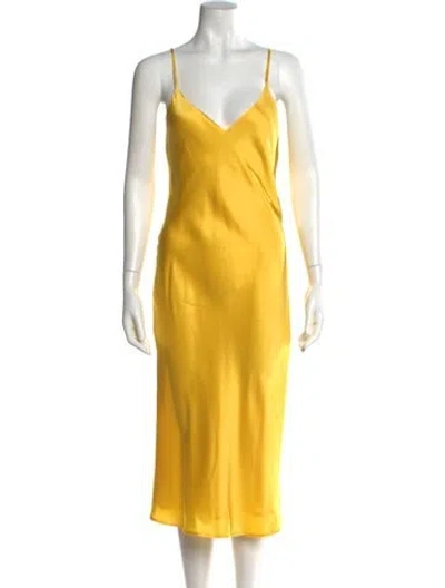 Pre-owned L'agence Silk Midi Length Dress In Yellow