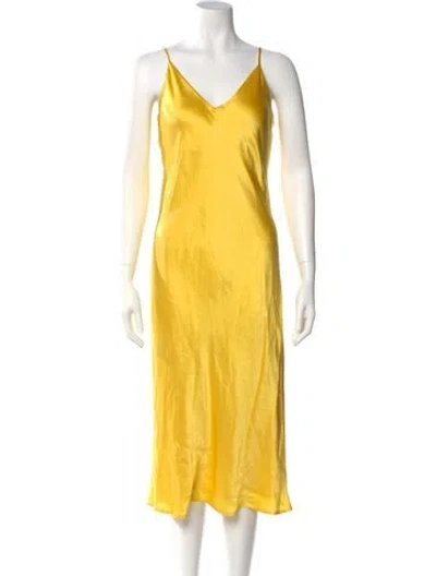 Pre-owned L'agence Silk Midi Length Dress In Yellow