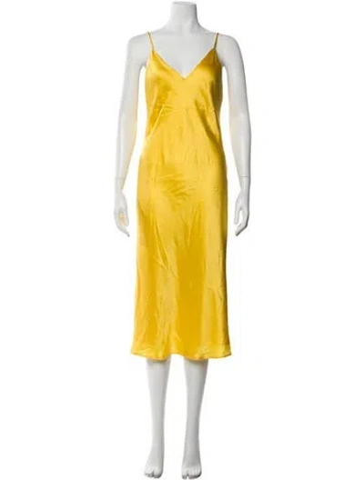 Pre-owned L'agence Silk Midi Length Dress In Yellow