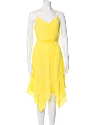 Pre-owned L'agence Silk Midi Length Dress In Yellow