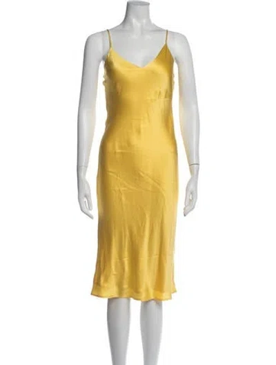 Pre-owned L'agence Silk Midi Length Dress In Yellow