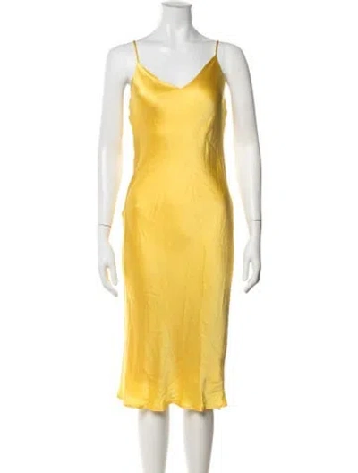 Pre-owned L'agence Silk Midi Length Dress In Yellow