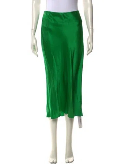 Pre-owned L'agence Silk Midi Length Skirt In Green