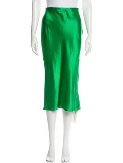 Pre-owned L'agence Silk Midi Length Skirt In Green