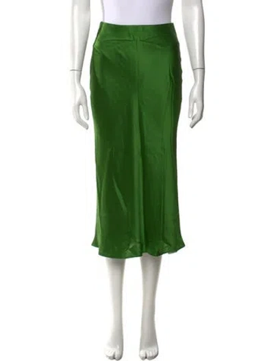 Pre-owned L'agence Silk Midi Length Skirt In Green