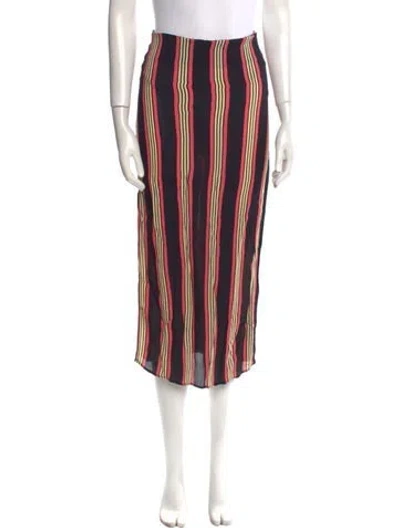 Pre-owned L'agence Silk Midi Length Skirt In Multi