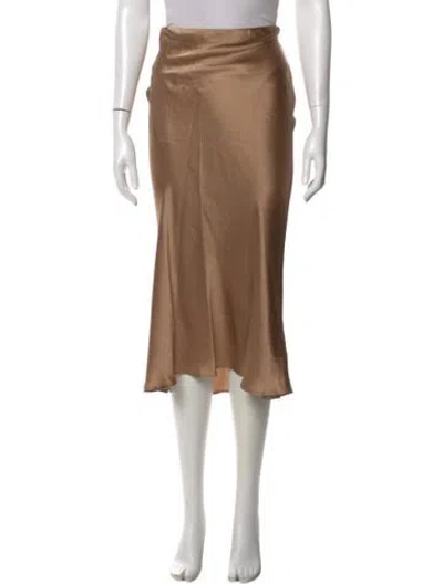 Pre-owned L'agence Silk Midi Length Skirt In Neutral