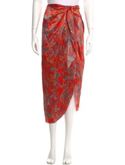 Pre-owned L'agence Silk Midi Length Skirt In Orange