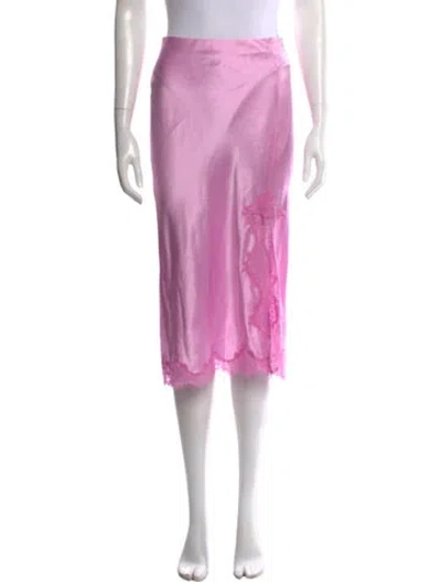 Pre-owned L'agence Silk Midi Length Skirt In Purple