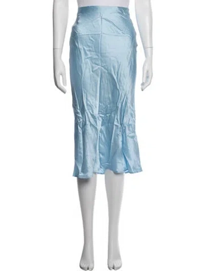Pre-owned L'agence Silk Midi Length Skirt W/ Tags In Blue