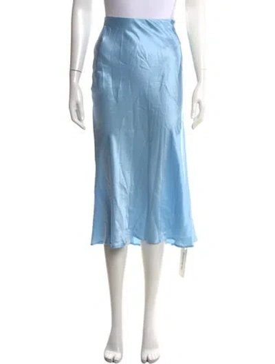 Pre-owned L'agence Silk Midi Length Skirt W/ Tags In Blue