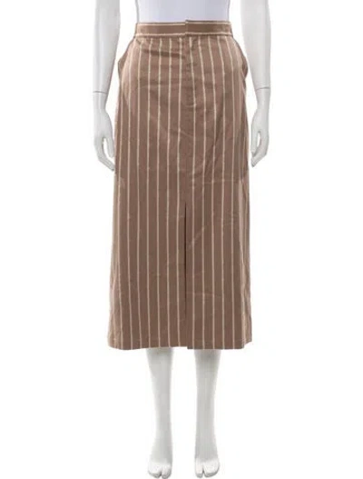 Pre-owned L'agence Silk Midi Length Skirt W/ Tags In Neutrals
