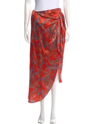 Pre-owned L'agence Silk Midi Length Skirt W/ Tags In Orange