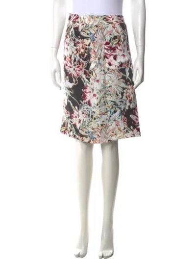 Pre-owned L'agence Silk Midi Length Skirt In White