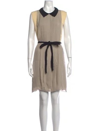 Pre-owned L'agence Silk Mini Dress In Black/brown/green