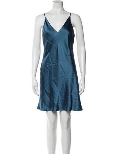 Pre-owned L'agence Silk Mini Dress In Blue