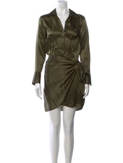 Pre-owned L'agence Silk Mini Dress In Green