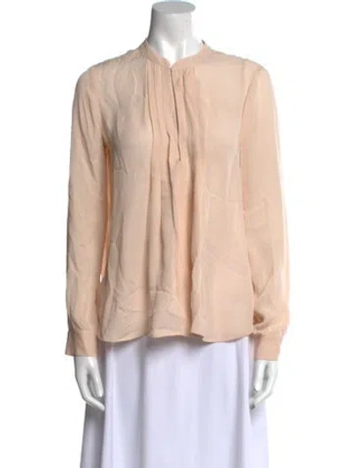 Pre-owned L'agence Silk Mock Neck Blouse In Neutral