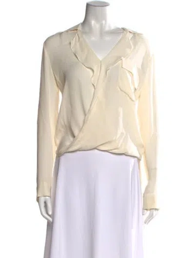 Pre-owned L'agence Silk Mock Neck Blouse In Neutral