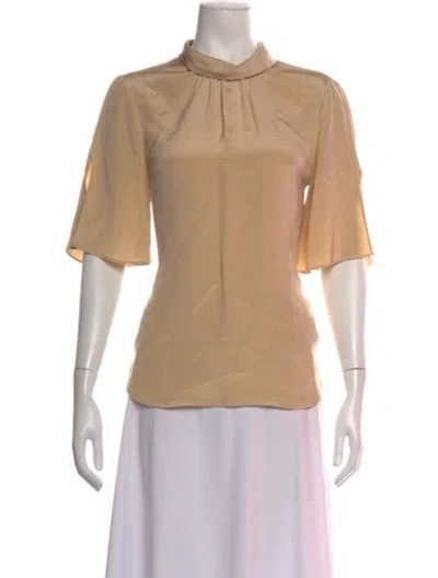 Pre-owned L'agence Silk Mock Neck Blouse In Neutrals