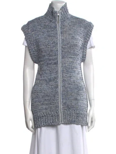 Pre-owned L'agence Silk Mock Neck Sweater In Blue