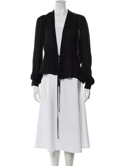 Pre-owned L'agence Silk Open Front Blouse In Black