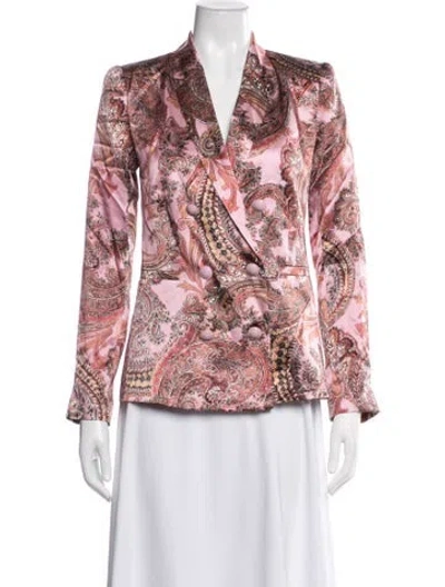 Pre-owned L'agence Silk Paisley Print Blazer W/ Tags In Pink