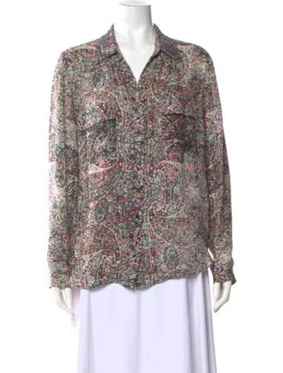 Pre-owned L'agence Silk Paisley Print Blouse In Black