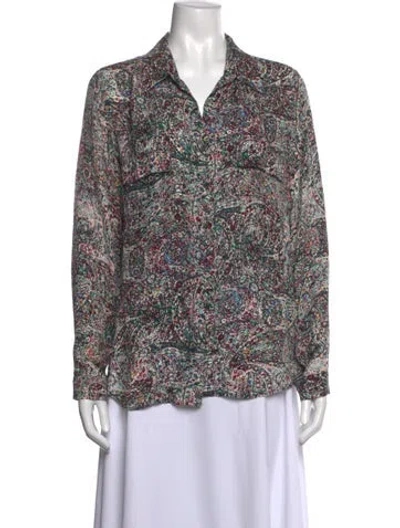 Pre-owned L'agence Silk Paisley Print Blouse In Black
